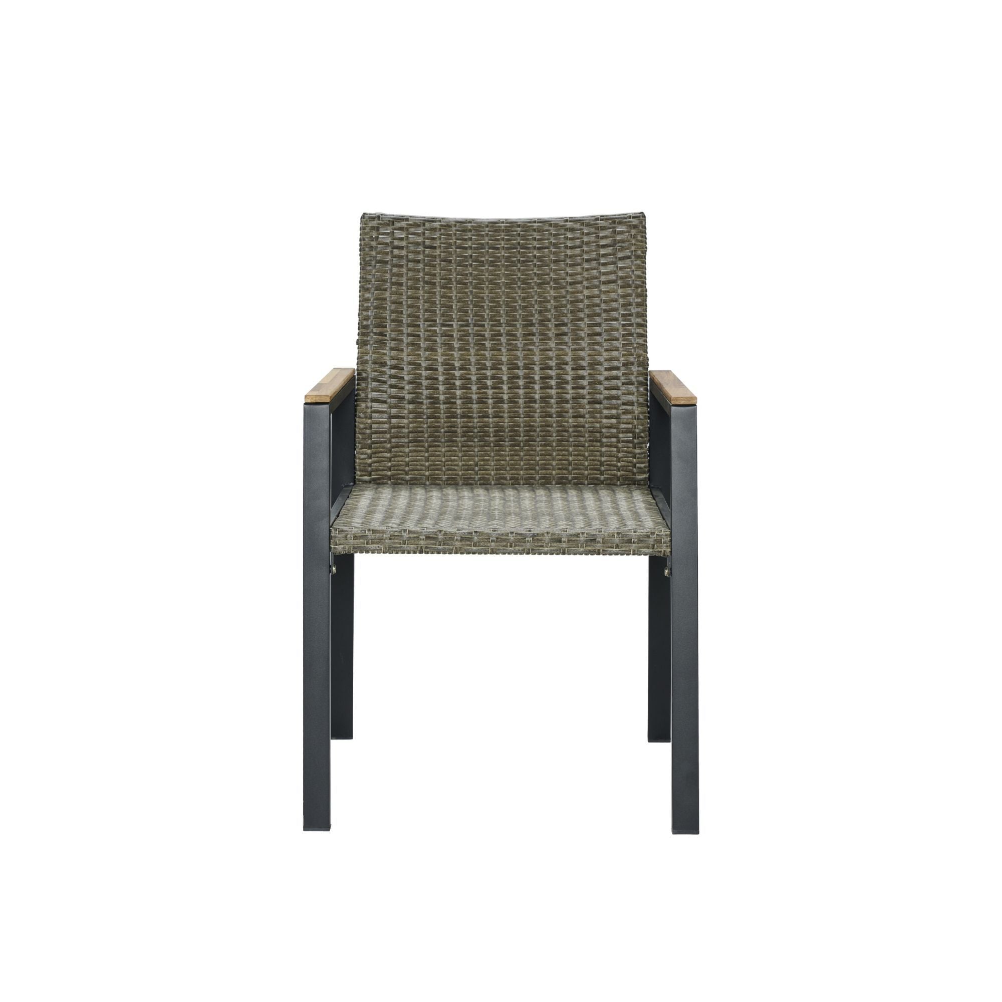 All Weather 7 Piece Patio Dining Table Set With Umbrella Hole - Brown / Gray