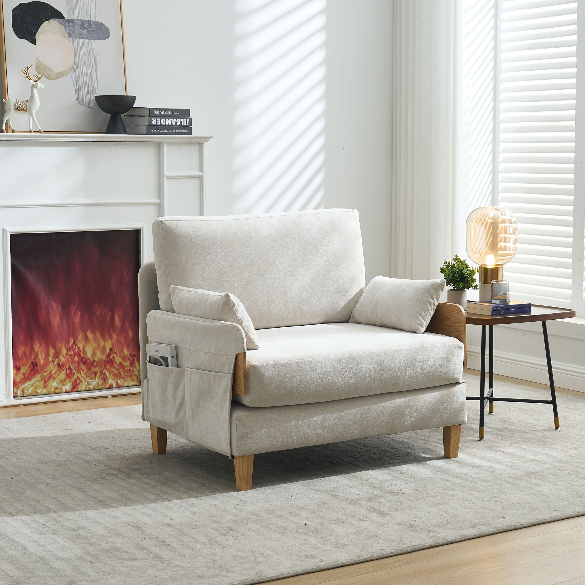 Mid Century Modern Foldable Sofa Bed, 3 In 1 Convertible Sleeper With 3 Pillows