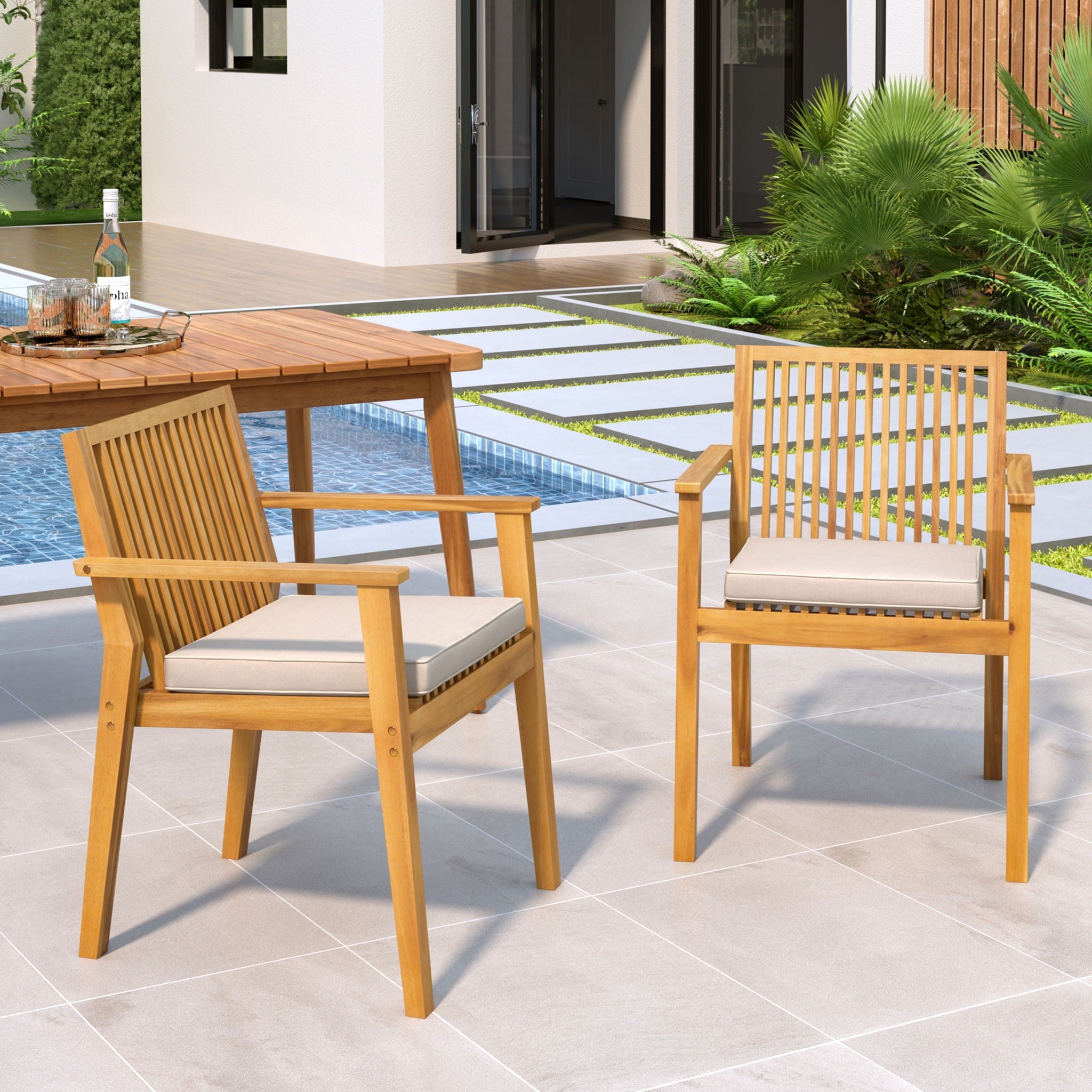 Patio Dining Chair, Comfortable Waterproof Seating (Set of 2)