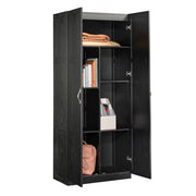 2-Door Storage Cabinet with Shelves in Black