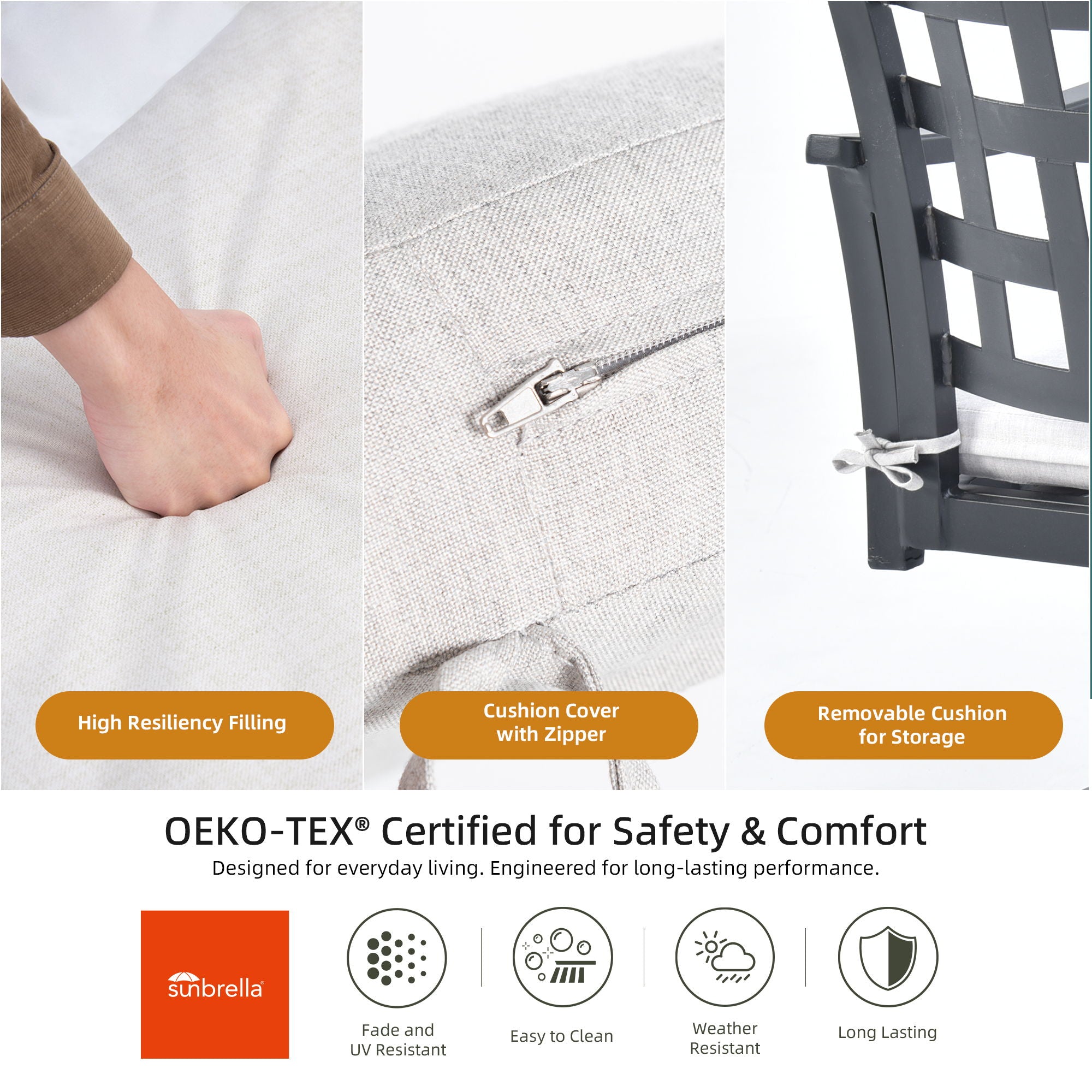 Modern Classic Outdoor Dining Swivel Rockers With Sunbrella Cushion, Lattice Design, Weather Resistant Frame (Set of 2) - Ember Black