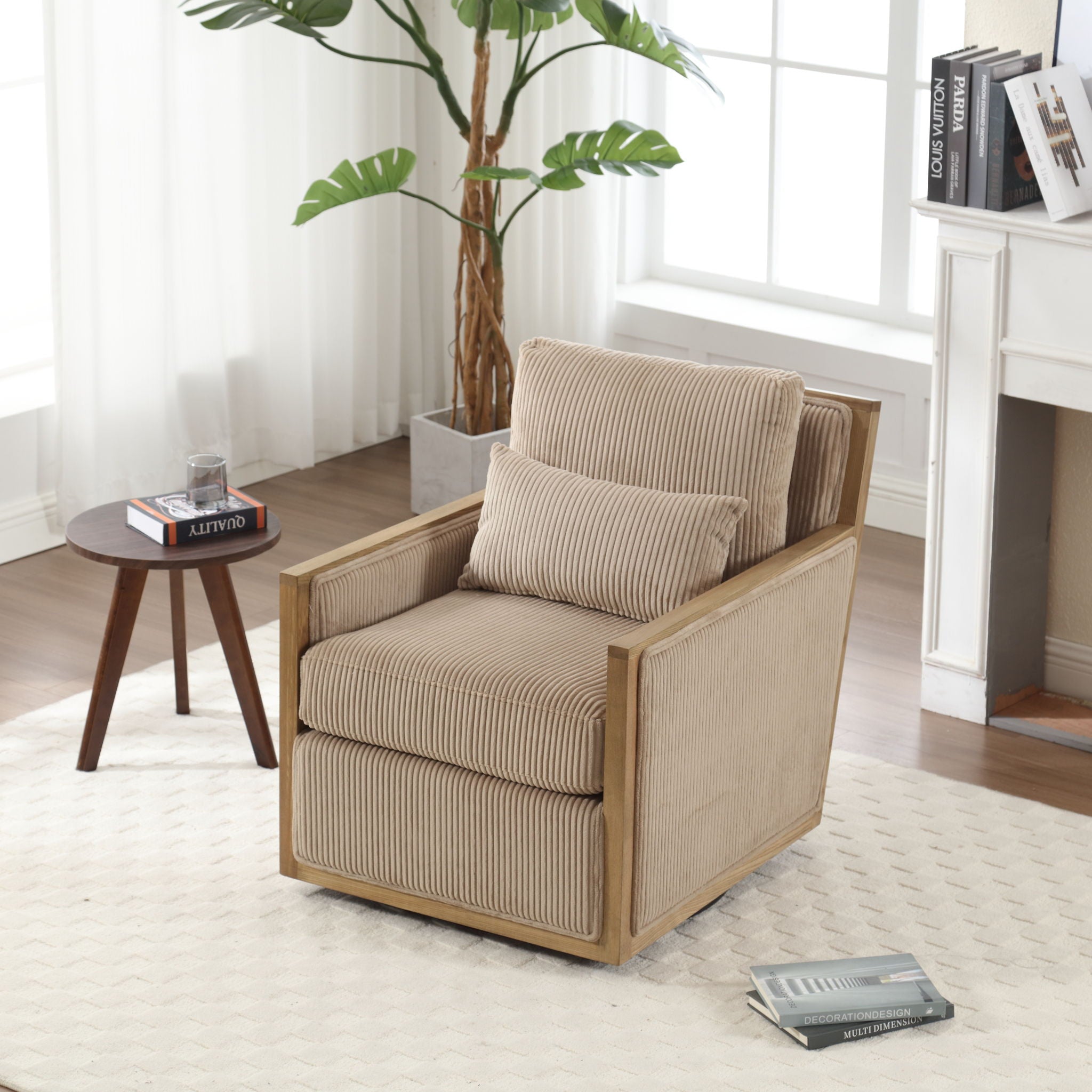 Comfy Accent Barrel Chair, 360 Degree Swivel