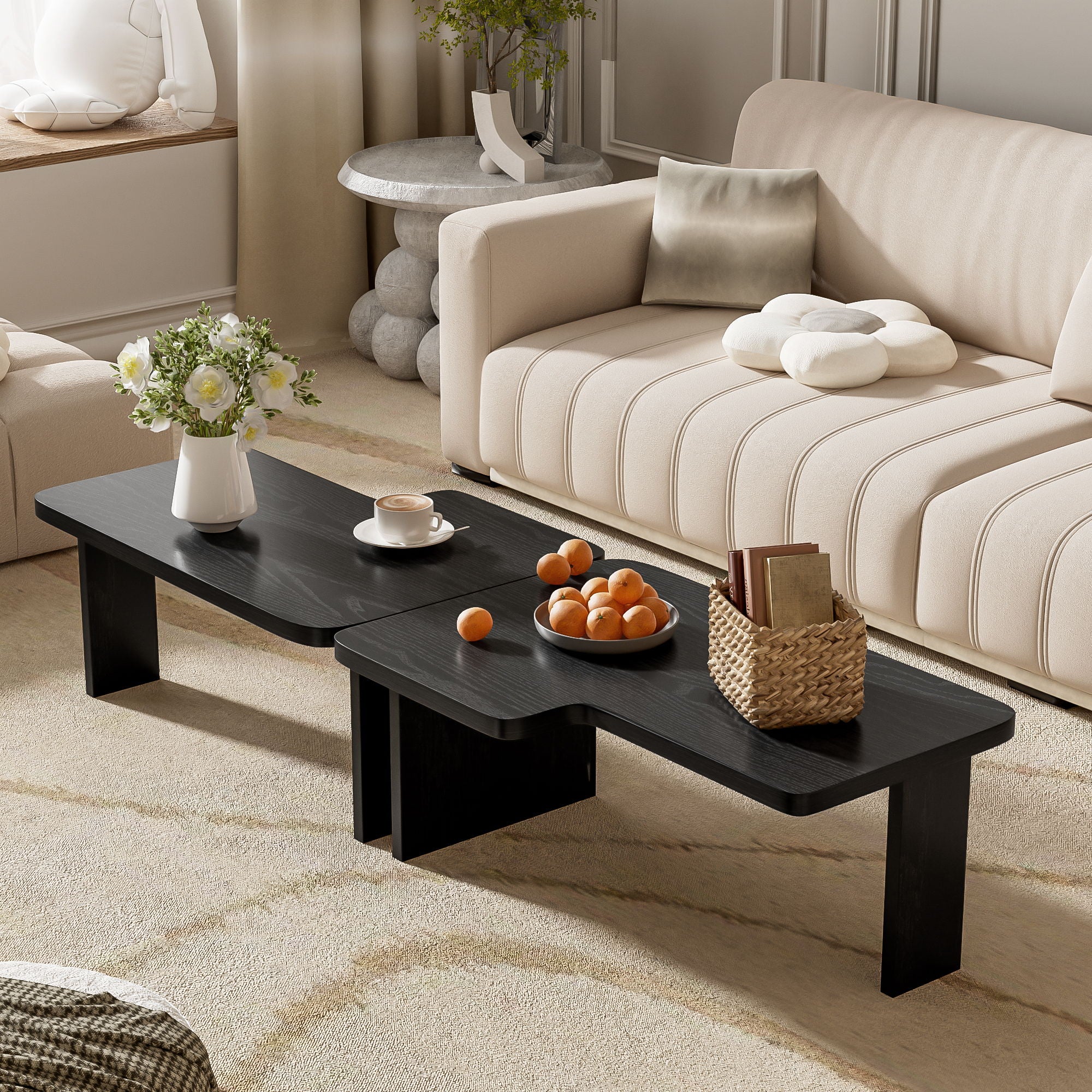 Modern Minimalist Coffee Table Set With Splicing Design