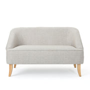 Modern Fabric Loveseat With Sloped Armrests For Living Room - Beige