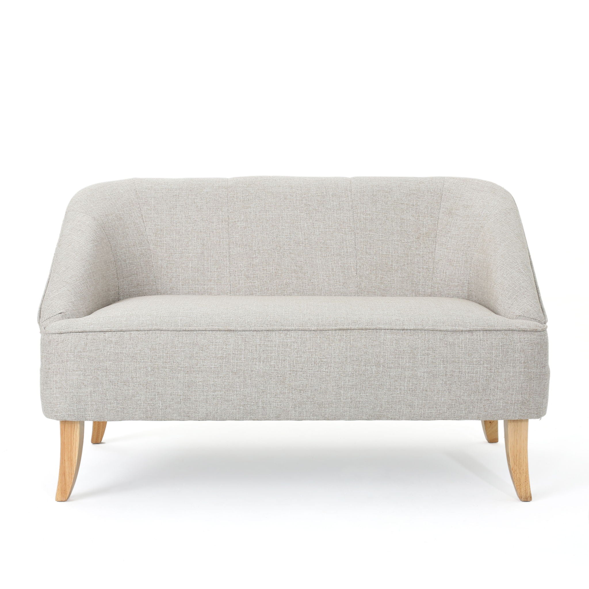 Modern Fabric Loveseat With Sloped Armrests For Living Room - Beige