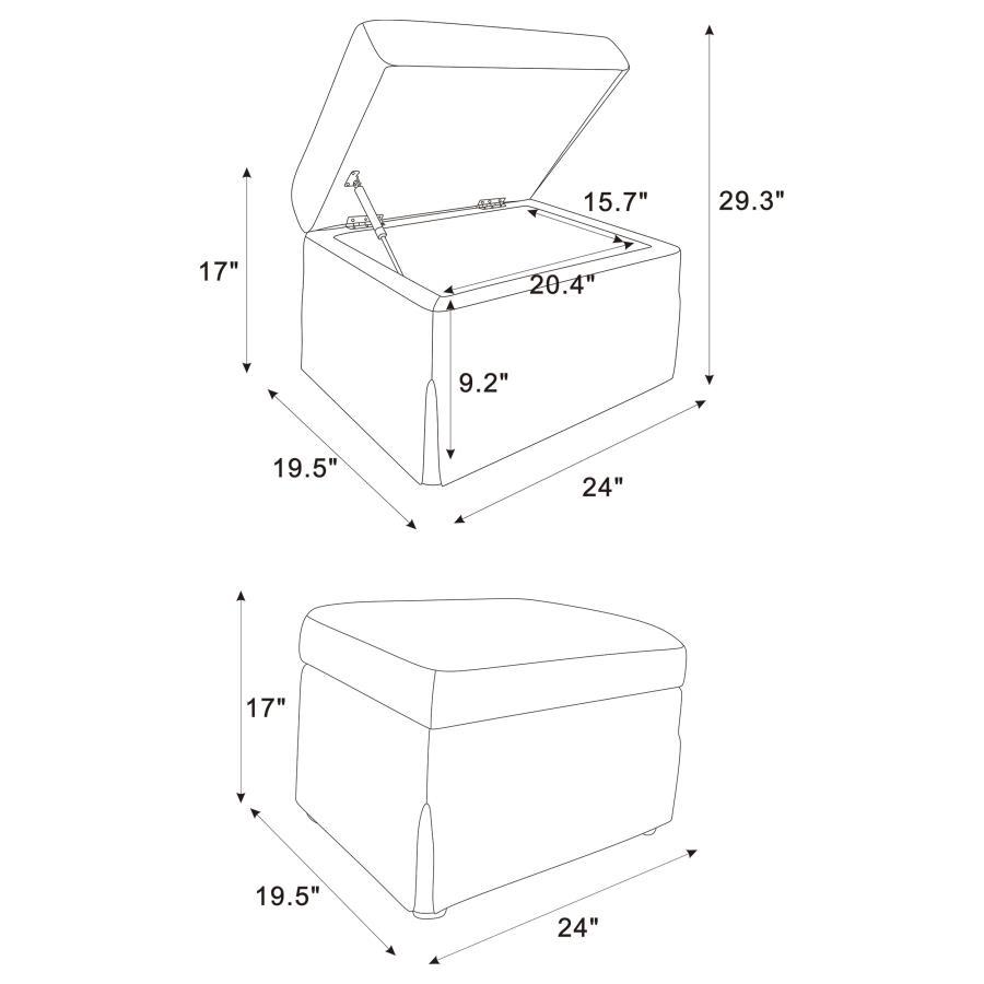Winter - Upholstered Hydraulic Lift Top Storage Ottoman