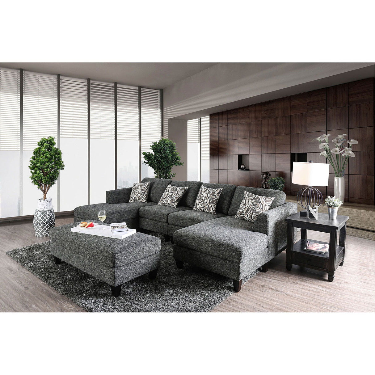 Lowry - Sectional & Ottoman - Gray