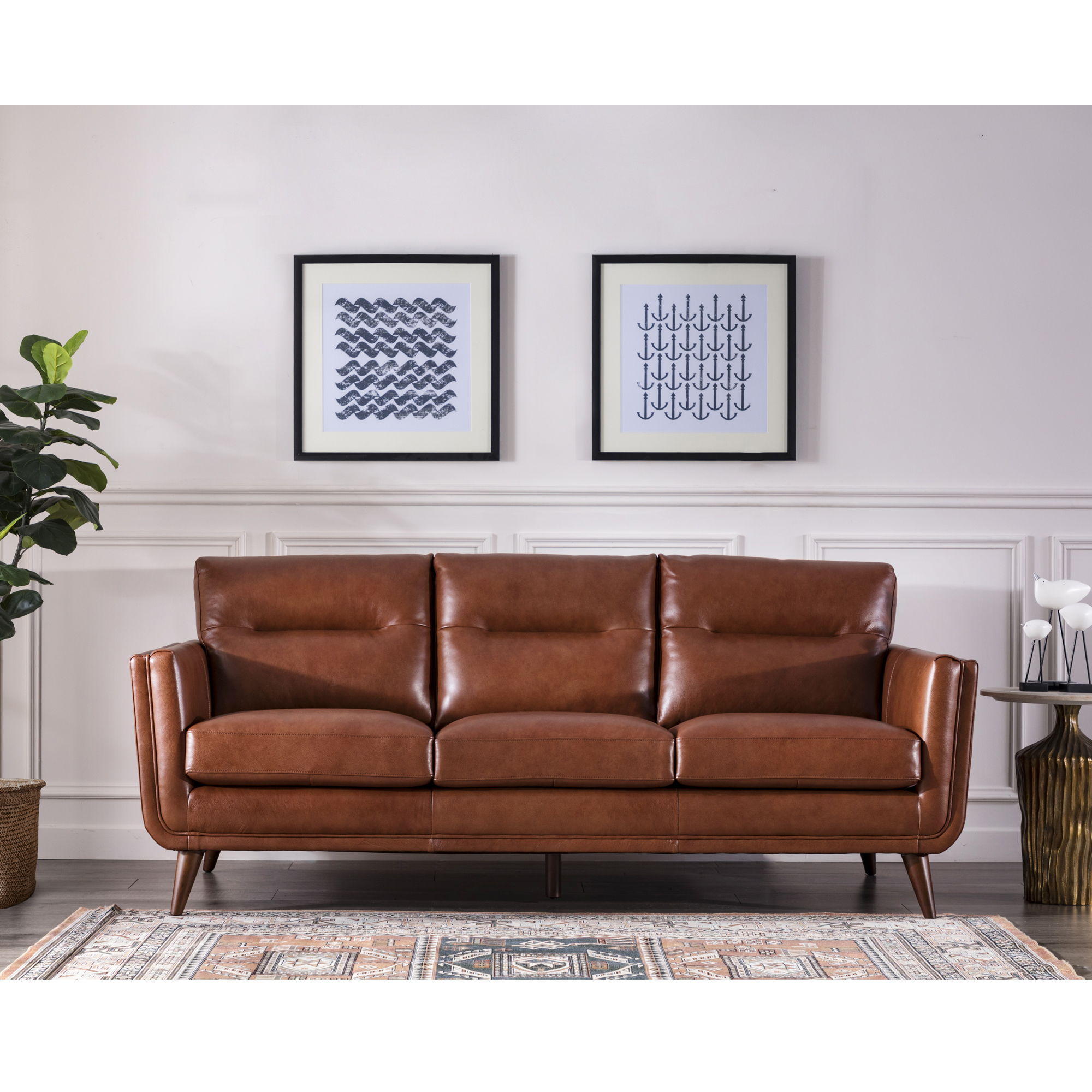 Mid-Century Leather Sofa