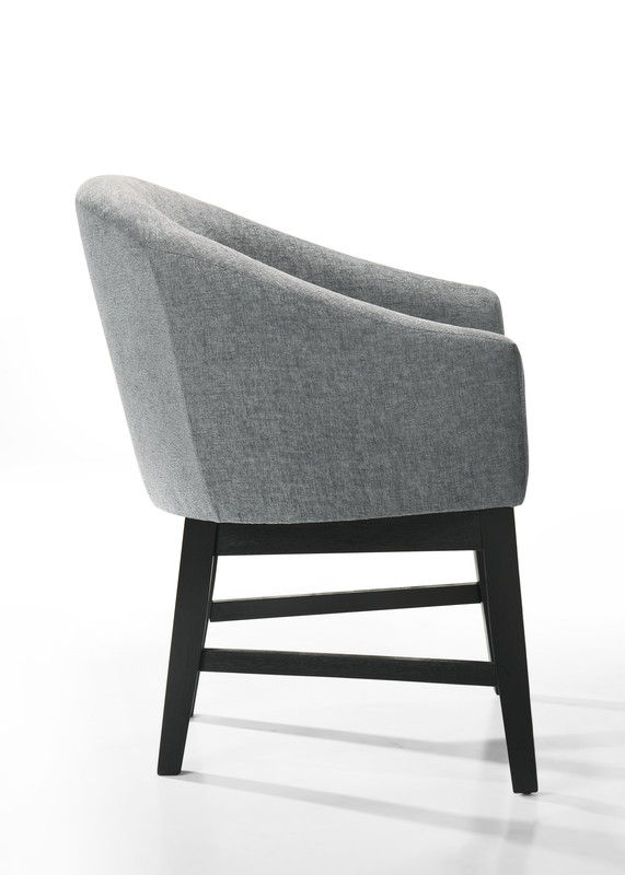 Haven Set of 2 Gray Fabric Barrel Dining Chair with Black Finish Legs