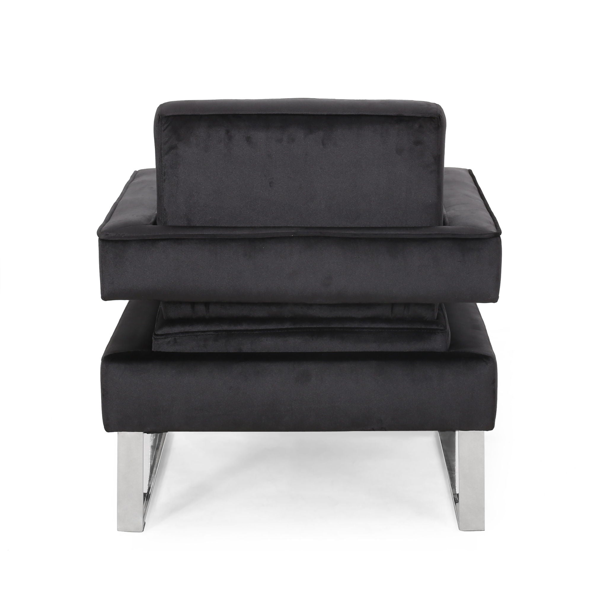 Modern Glam Club Arm Chair With Velvet Upholstery And Stainless Steel Legs - Black
