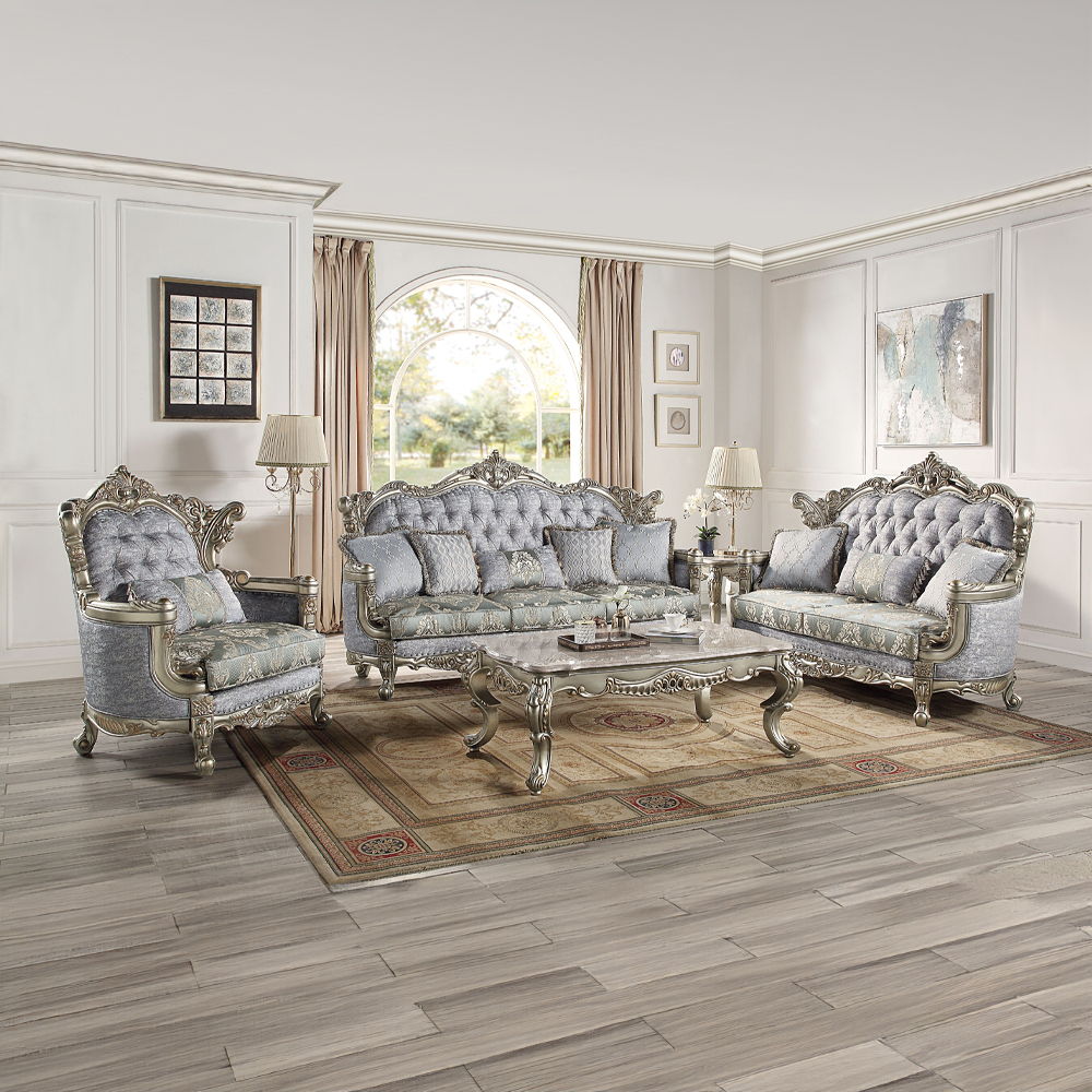 Miliani - Sofa With 5 Pillows - Fabric & Antique Bronze