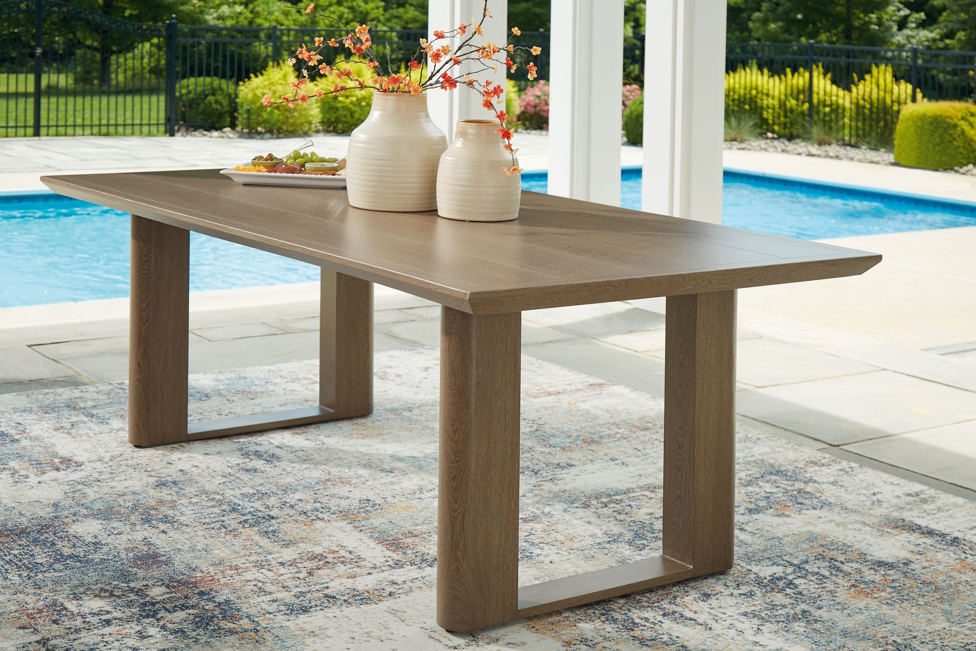 Signature Design by Ashley® Serene Bay - Dark Brown - Rectangular Dining Table With Umbrella Option | Meri Furniture