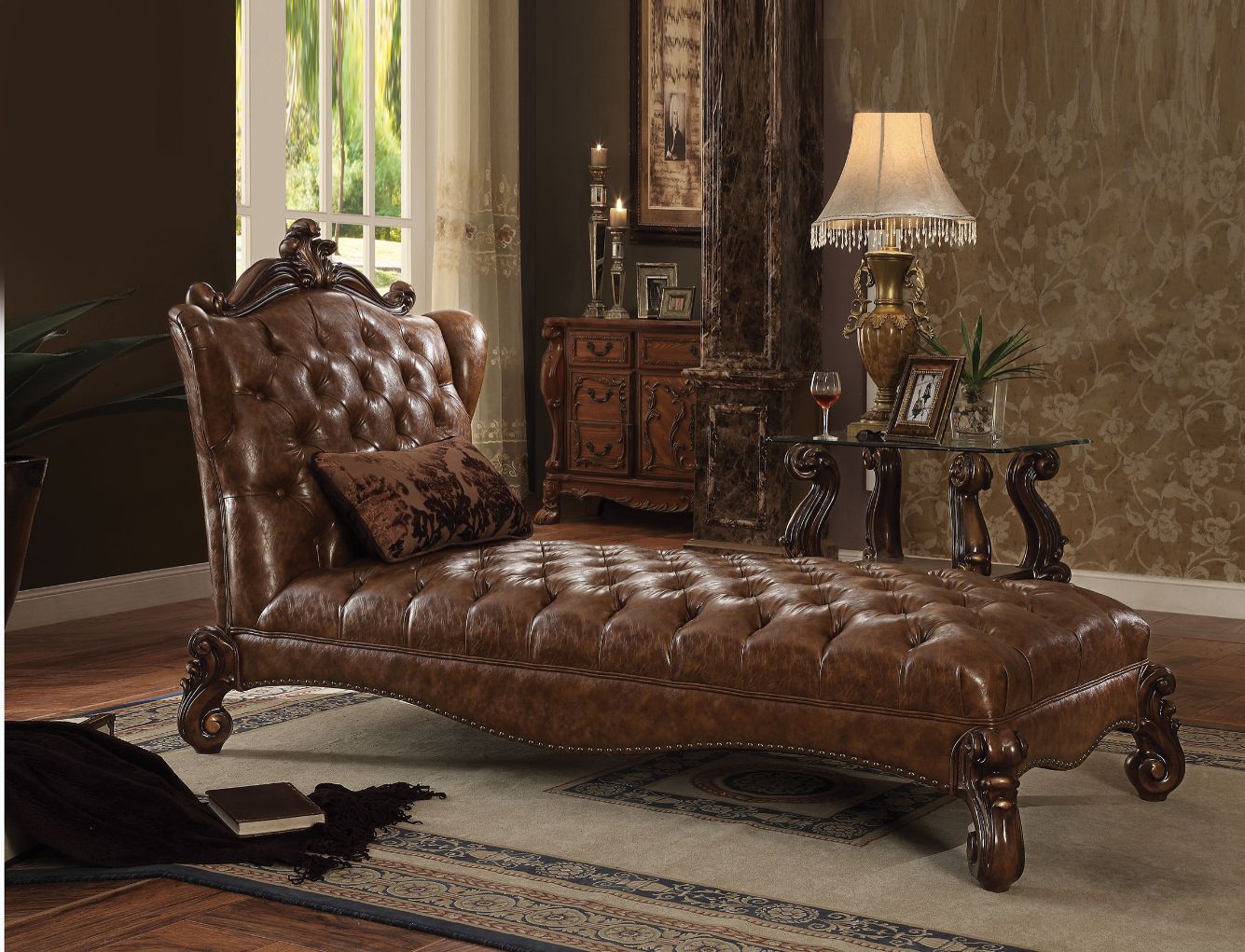 ACME Create an elegant, traditional design in your room with the Versailles Chaise. | Meri Furniture