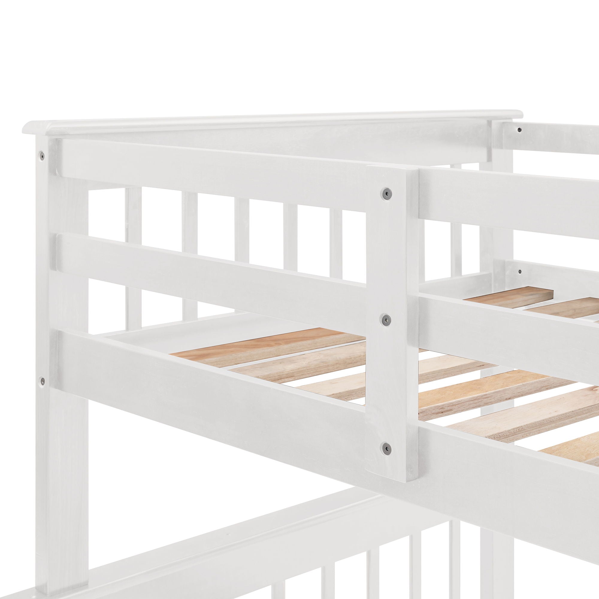 Stairway Bunk Bed With Storage And Guard Rail For Bedroom