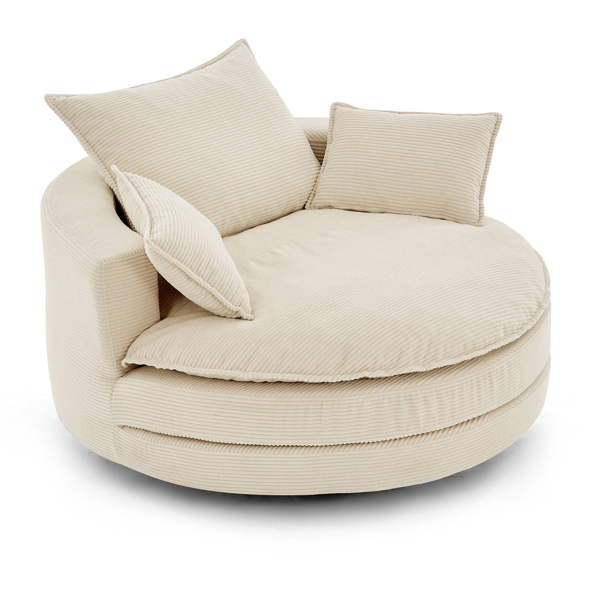 360° Swivel Accent Barrel Chair With Dual Layer Cushion And 3 Removable Pillows