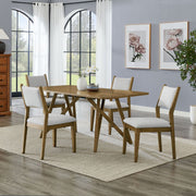 Darla 5Pc 70" Rectangular Walnut Oak Geometric Cross Base Dining Set