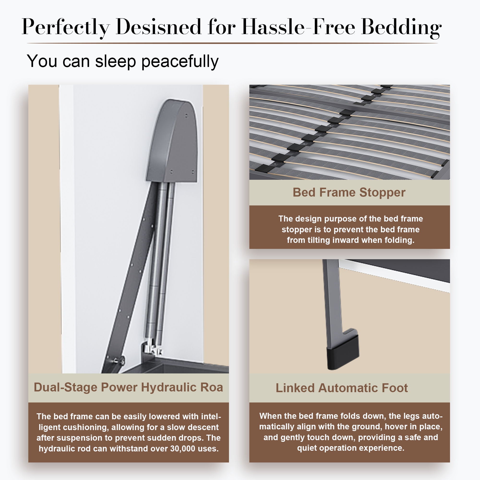 Queen Murphy Bed, Space Saving Design - White