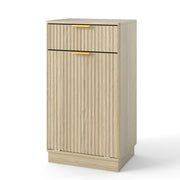 Tilt Out Trash Can Cabinet With Wave Textured Drawer & Pull Out Bin