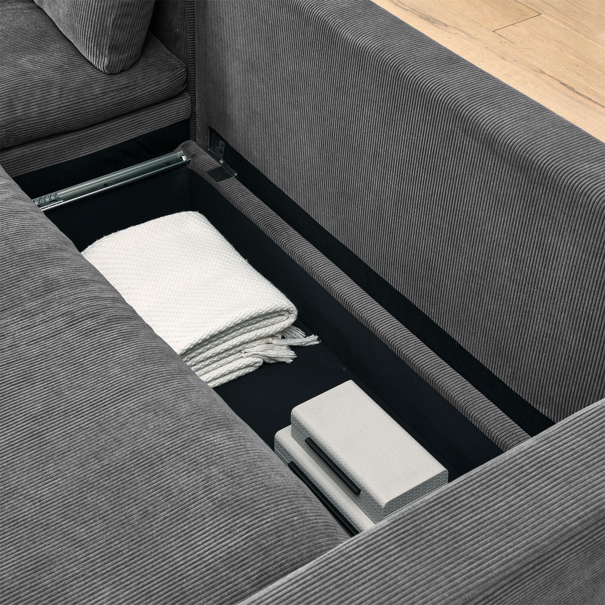 Convertible L Shaped Sleeper Sofa Bed With Reversible Chaise And Storage