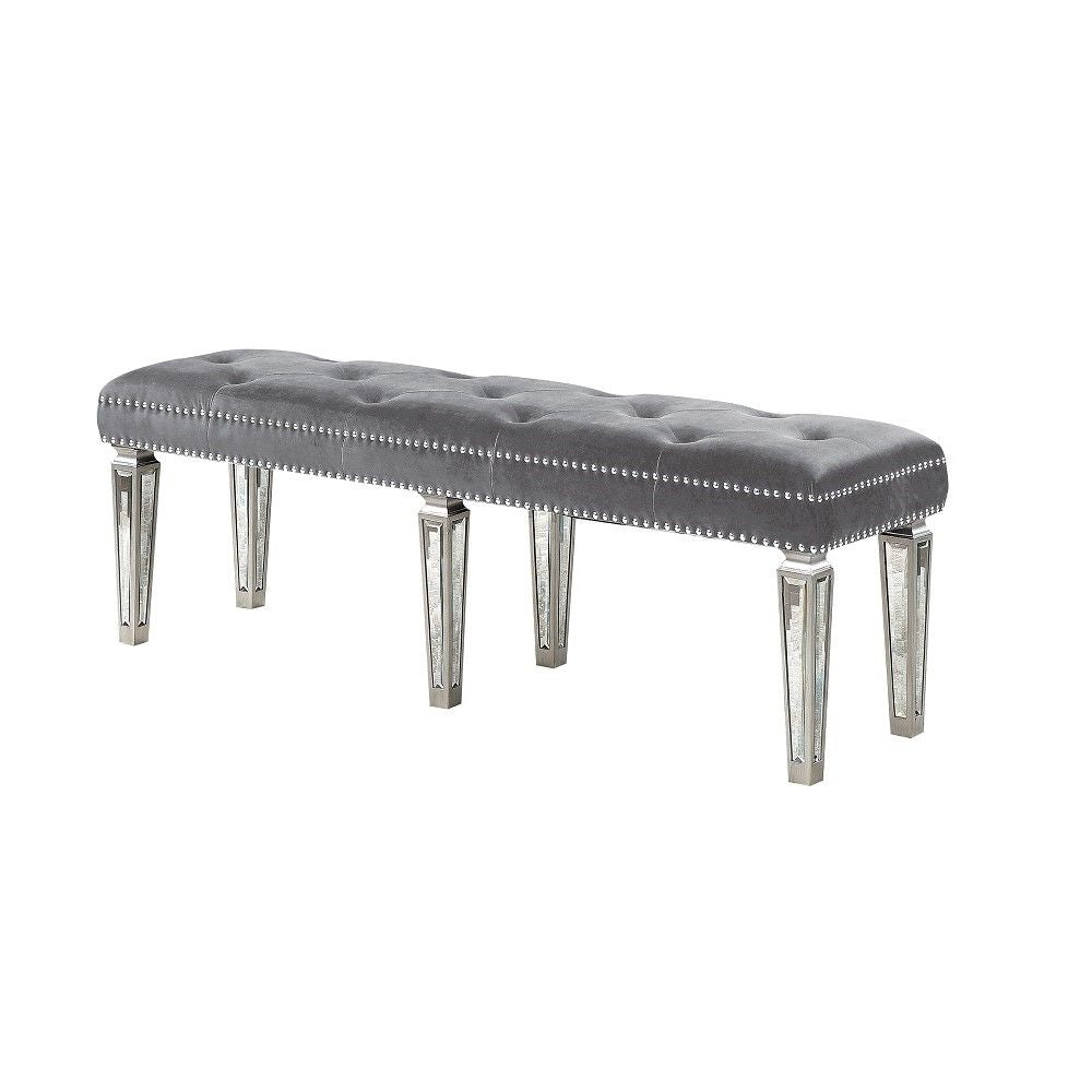 ACME The Varian Bench provides a commanding presence in any room. This contemporary bench features a upholstered seat cushion in luxurious upholstery with elegantly tapered legs. | Meri Furniture