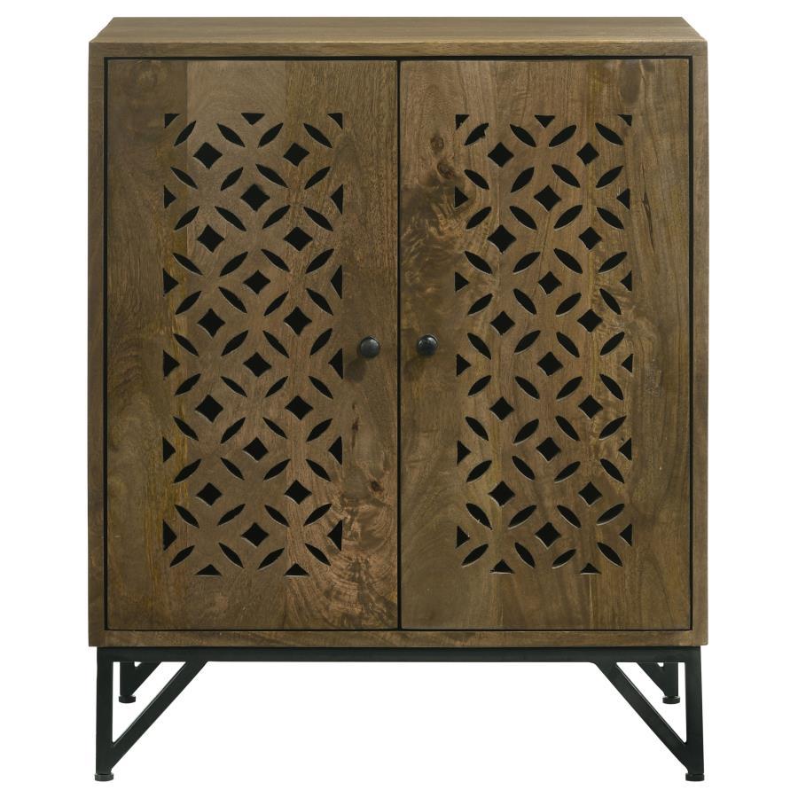 Coaster Fine Furniture Zaria - 2 Door Wood Trellis Accent Storage Cabinet - Brown | Meri Furniture