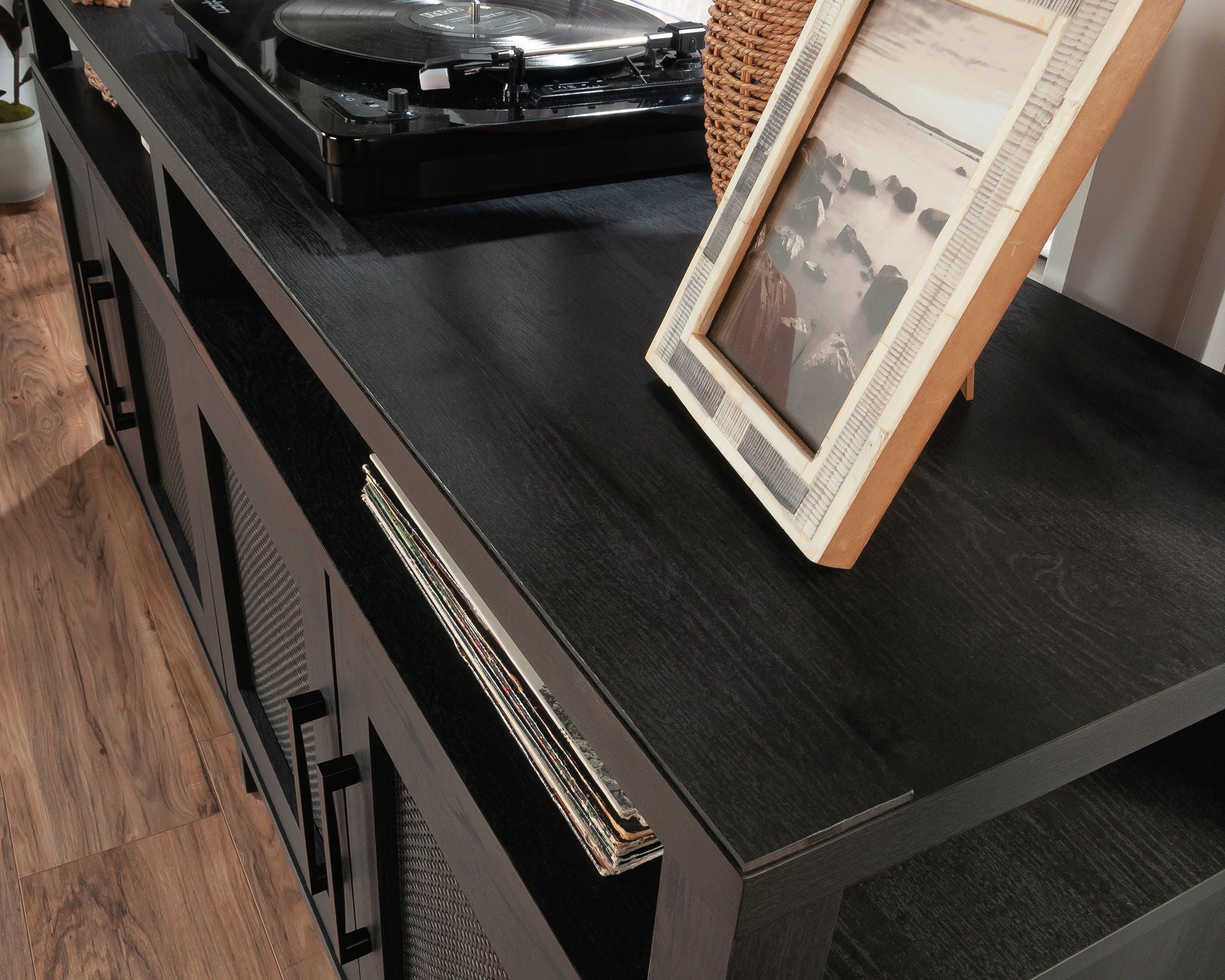 TV Credenza with Doors in Raven Oak