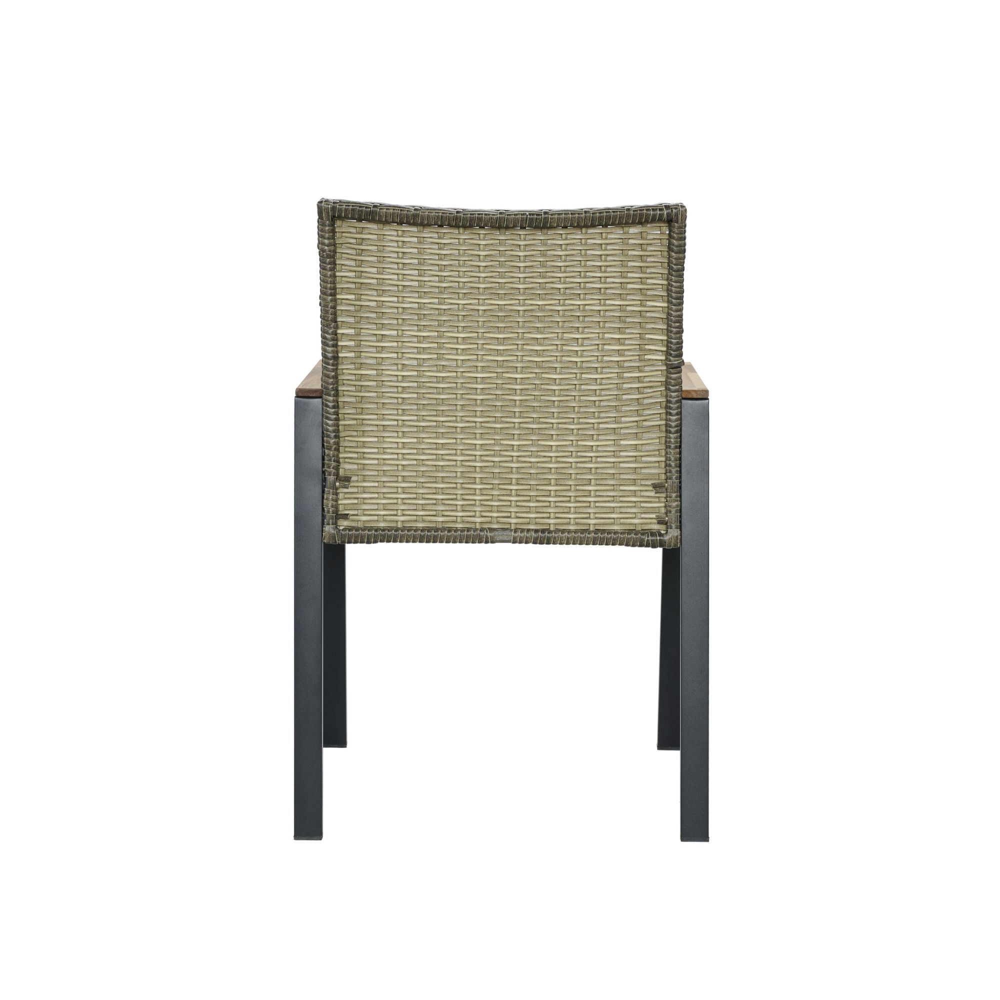 All Weather 7 Piece Patio Dining Table Set With Umbrella Hole - Brown / Gray