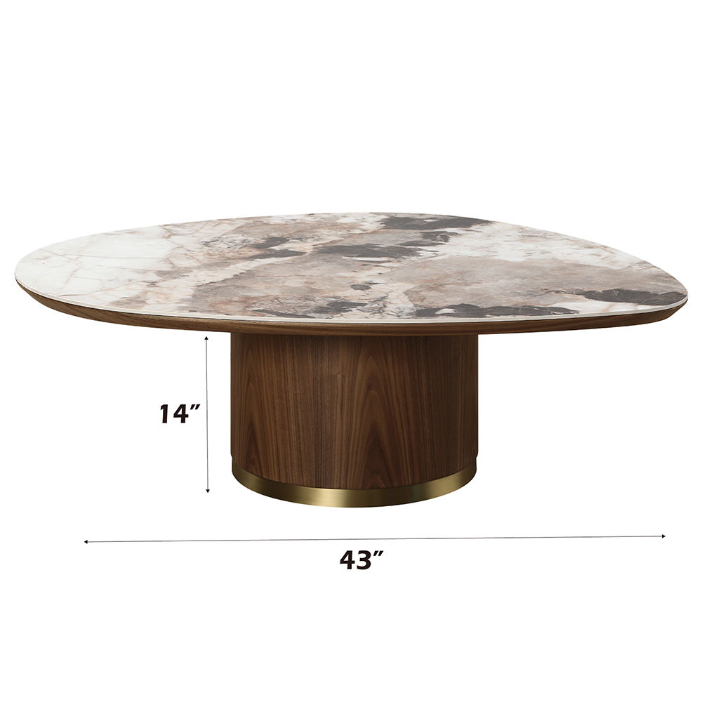 Willene - Coffee Table With Ceramic Top - Ceramic Top & Walnut