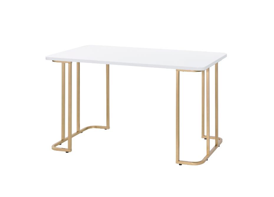 ACME Estie - Writing Desk - White & Gold Finish | Meri Furniture