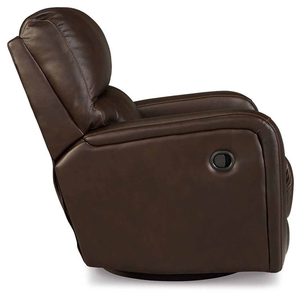Signature Design by Ashley® Emberla - Coffee - Swivel Glider Recliner | Meri Furniture