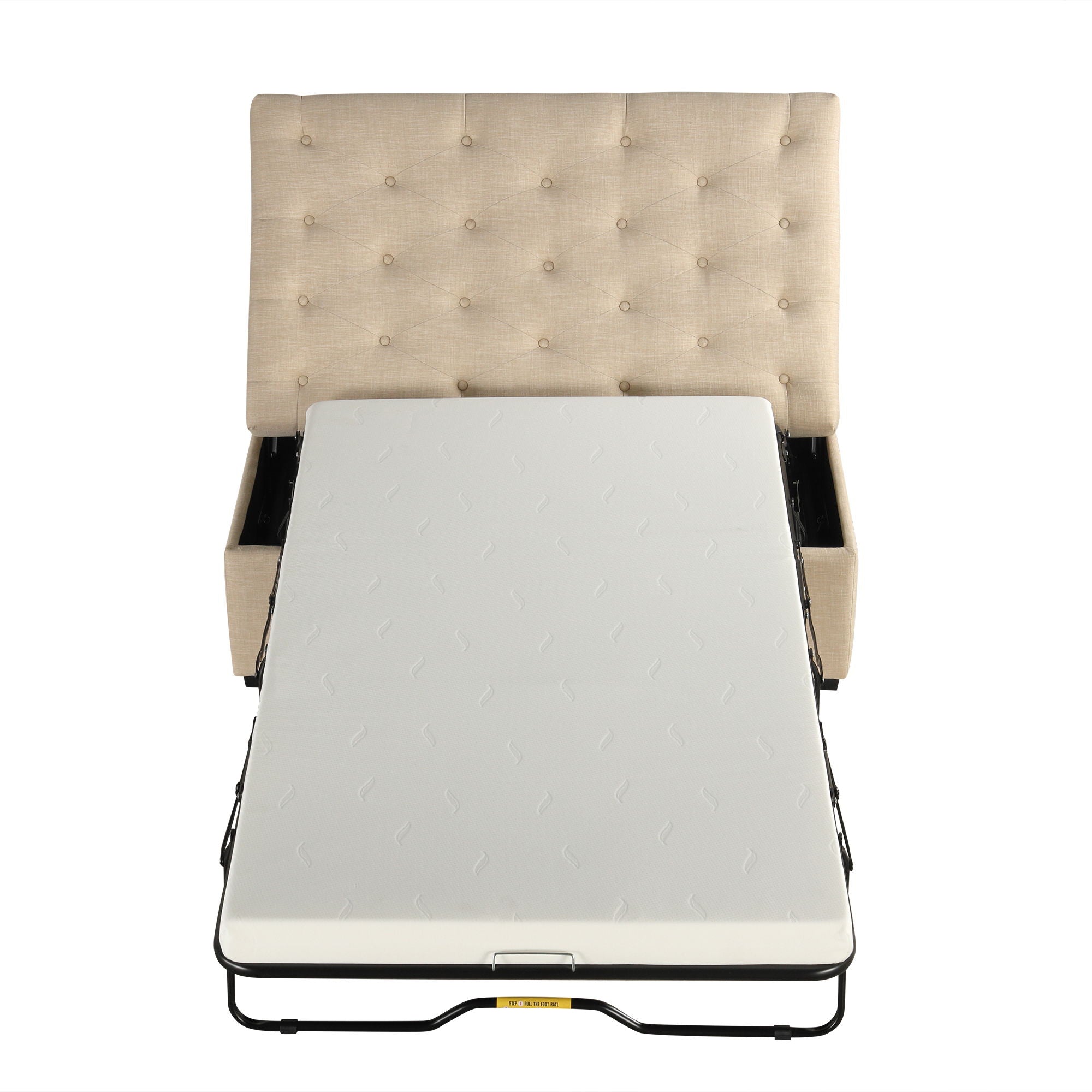 Convertible Folding Sofa Bed Ottoman With Memory Mattress And Tufted Design