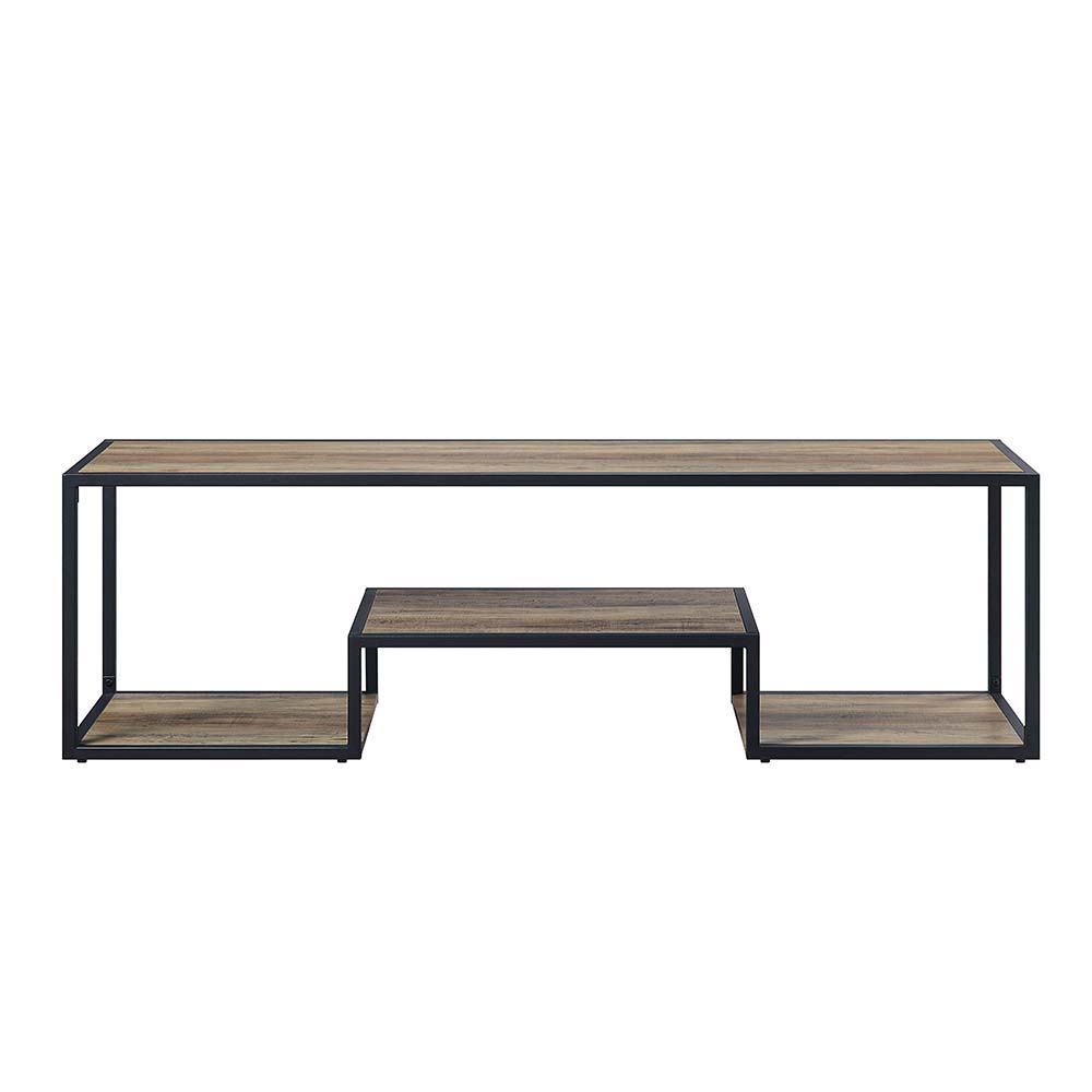 ACME Idella - TV Stand - Rustic Oak & Black Finish | Meri Furniture