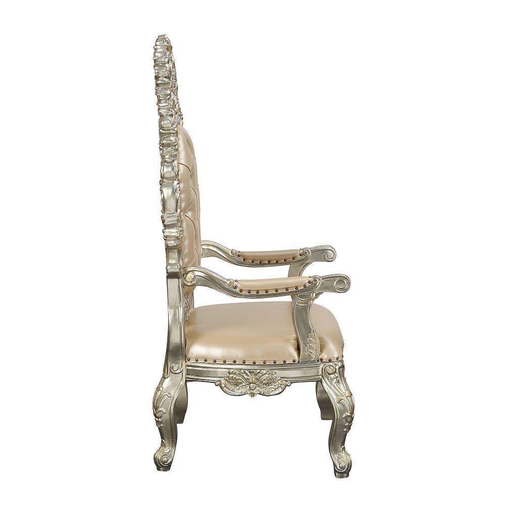 Sorina - Arm Chair Set of 2) - Synthetic Leather & Antique Gold