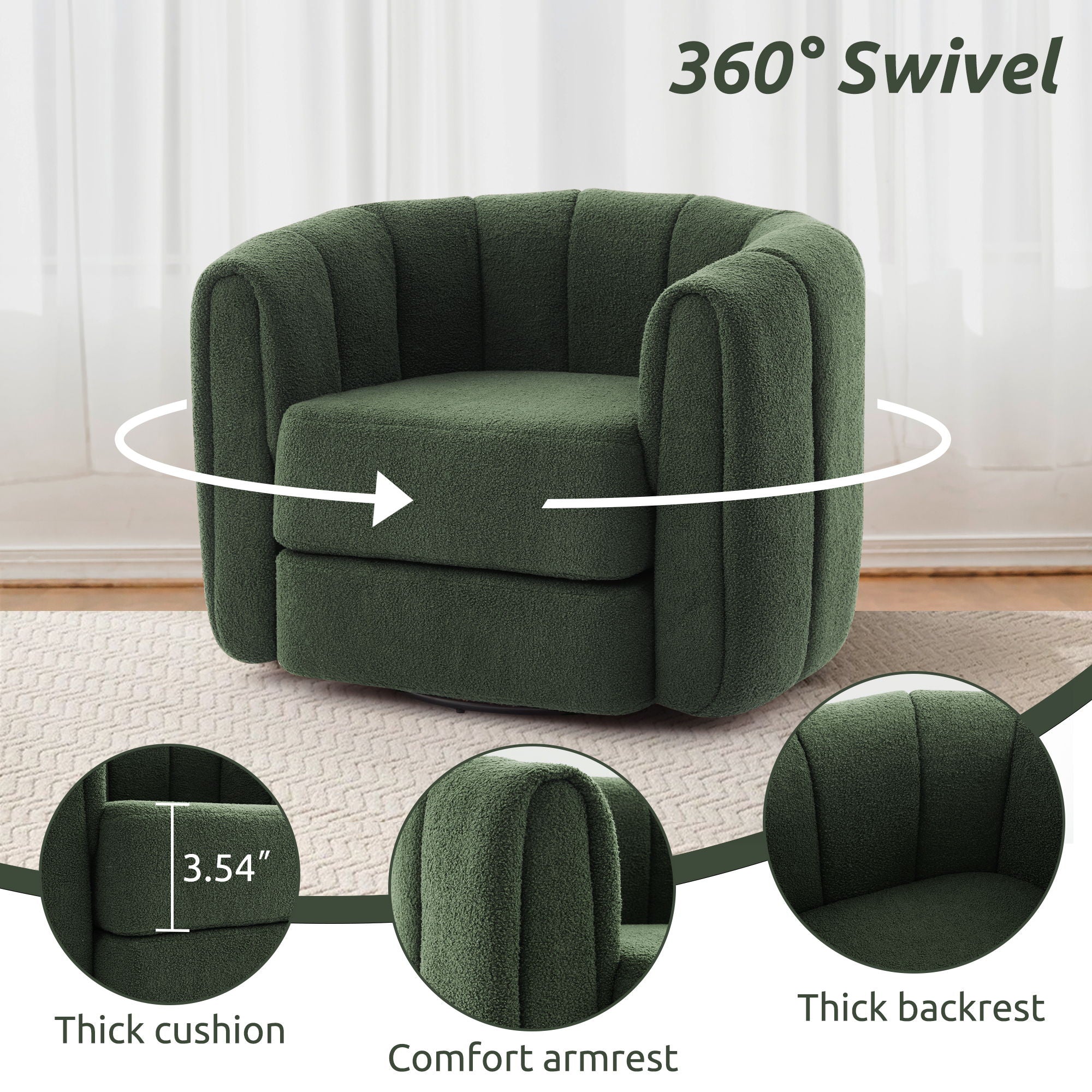 Swivel Accent Chair Wide Upholstered For Living Room