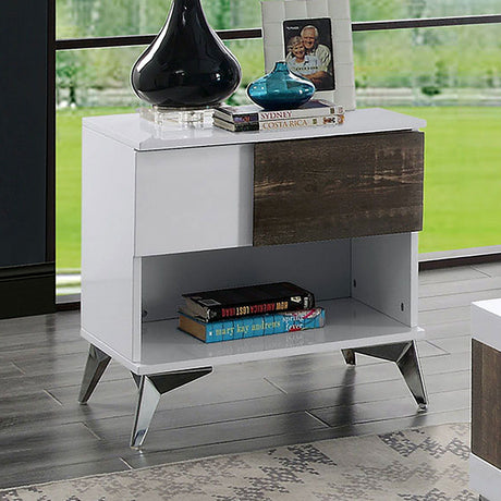 Furniture of America Corinne - End Table - White / Distressed Dark Oak | Meri Furniture