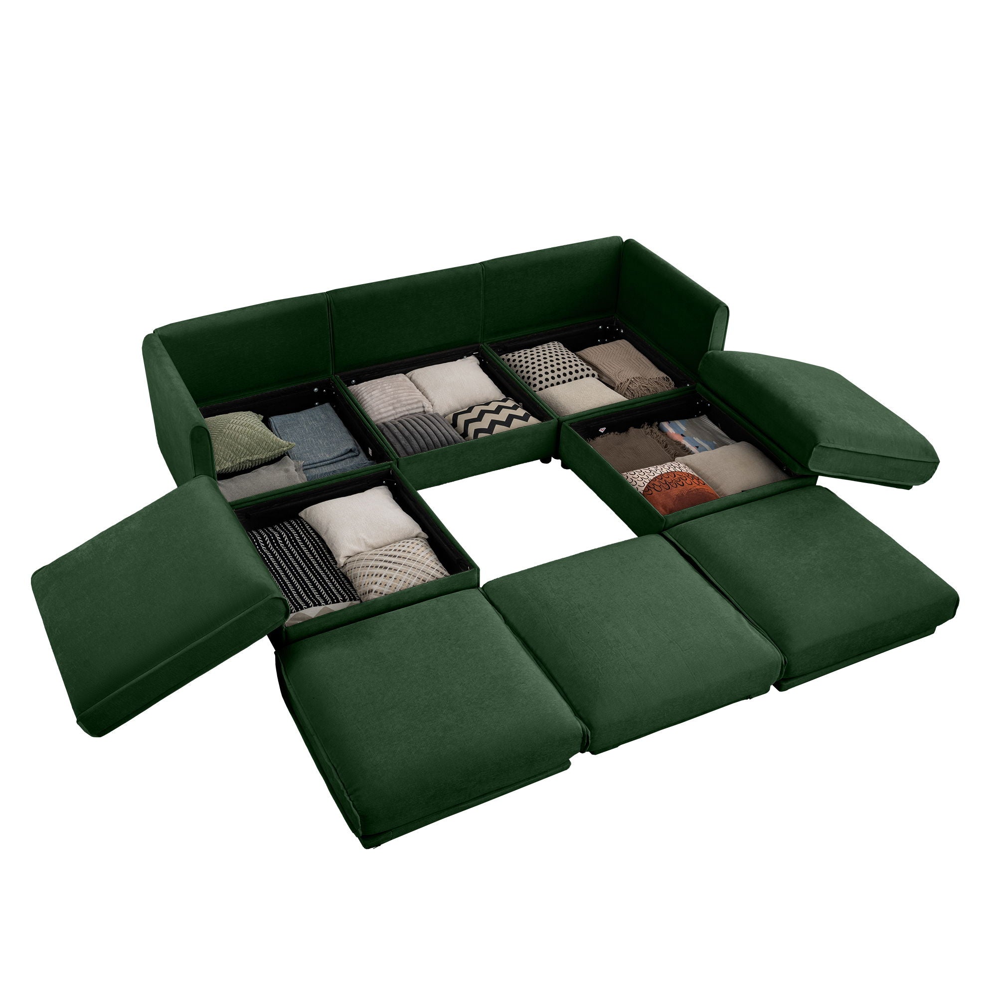 Contemporary Elegant White Chenille Sofa With Storage And Ottoman