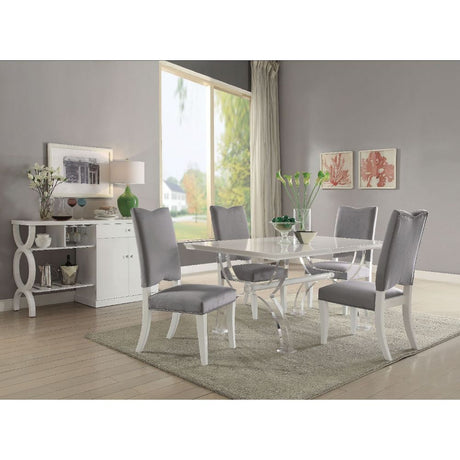 ACME Martinus - Dining Table - White High Gloss & Clear Acrylic | Meri Furniture