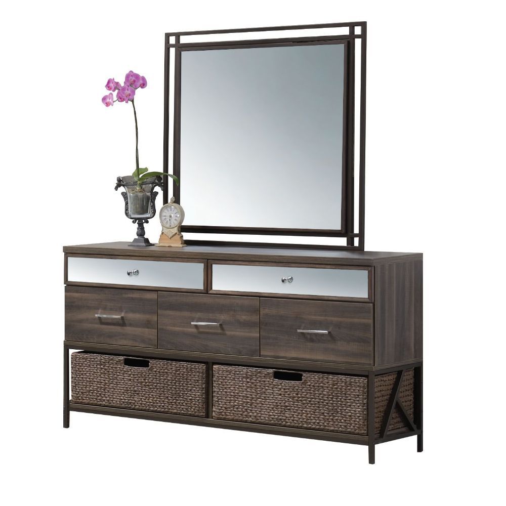 ACME Adrianna - Mirror - Walnut | Meri Furniture
