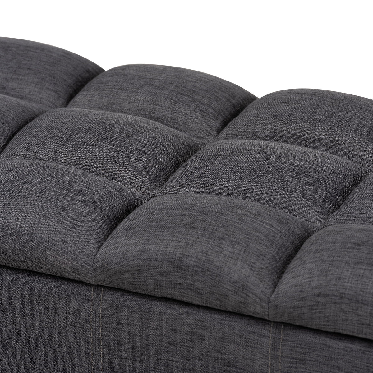 Brette Mid-Century Modern Charcoal Fabric Upholstered Dark Brown Finished Wood Storage Bench Ottoman