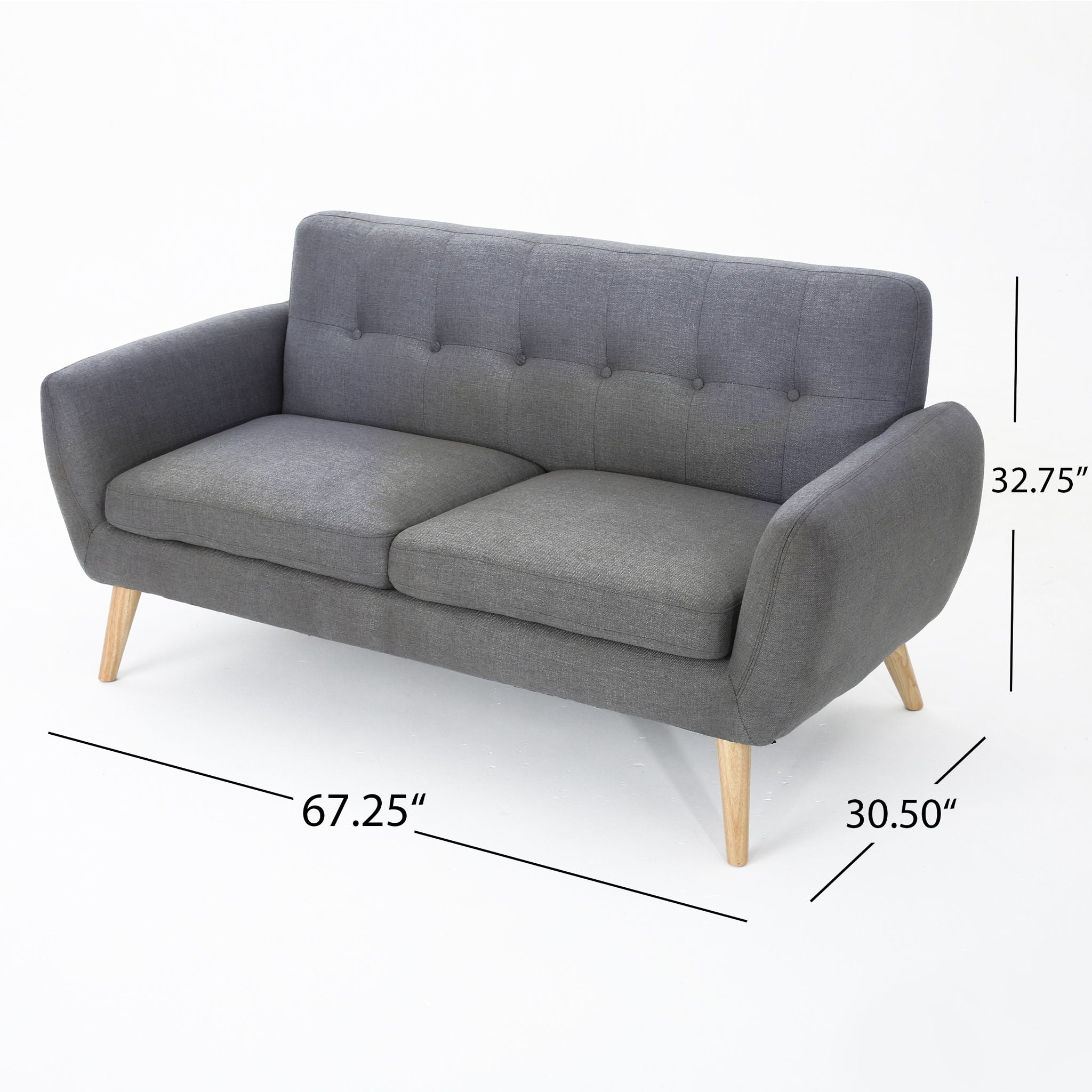 Modern Loveseat Sofa With Button Tufted Backrest