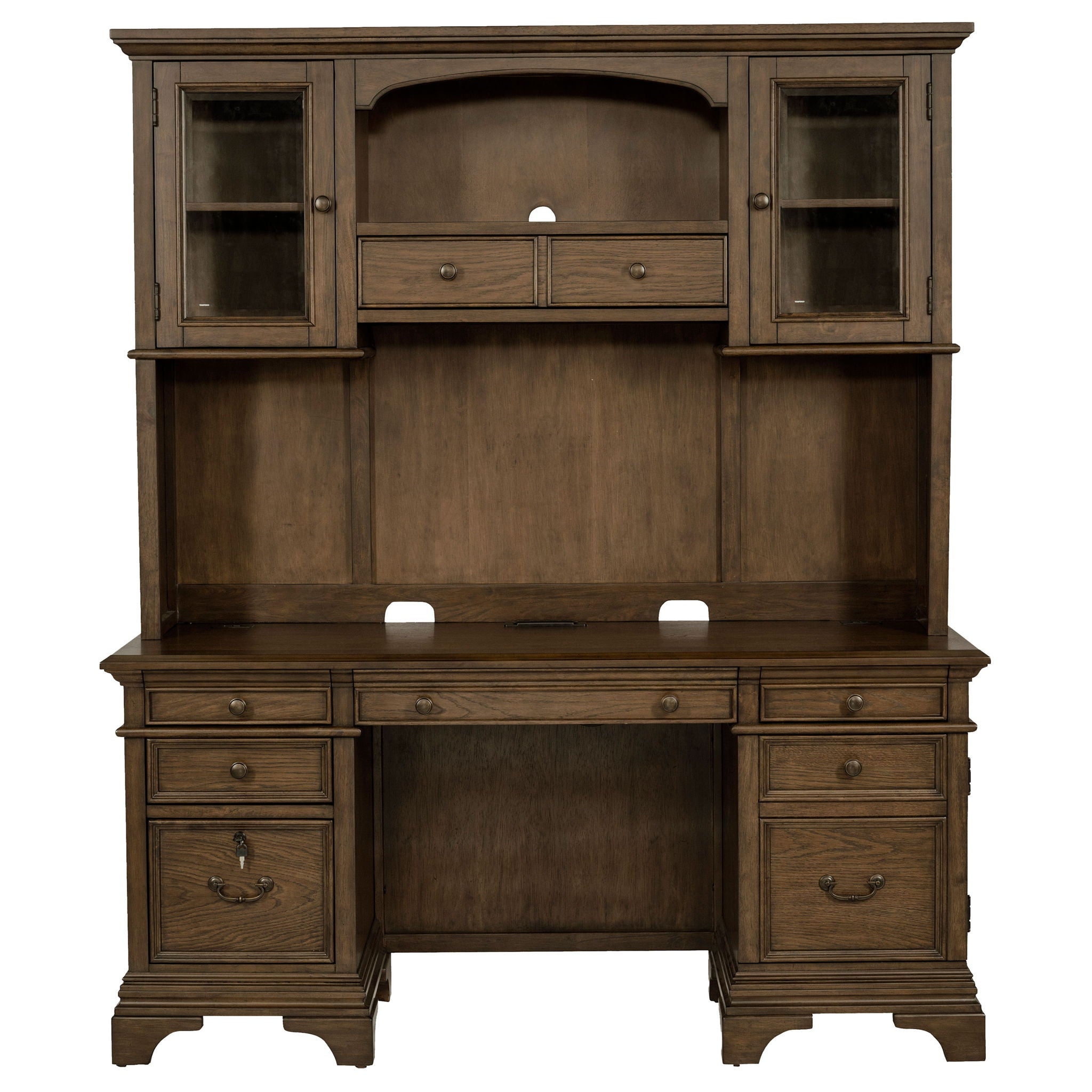 Stigham - 5 Drawer Credenza With Hutch - Oak
