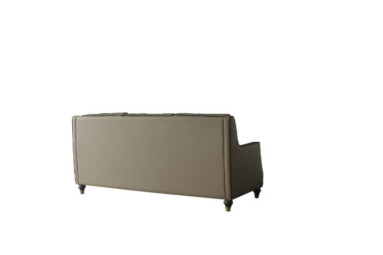 ACME House - Marchese Sofa - Tan PU & Tobacco Finish | Meri Furniture