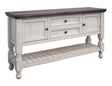 International Furniture Direct Stone - Sofa Table With 2 Drawer / 2 Doors / Shelf - Antiqued Ivory / Weathered Gray | Meri Furniture