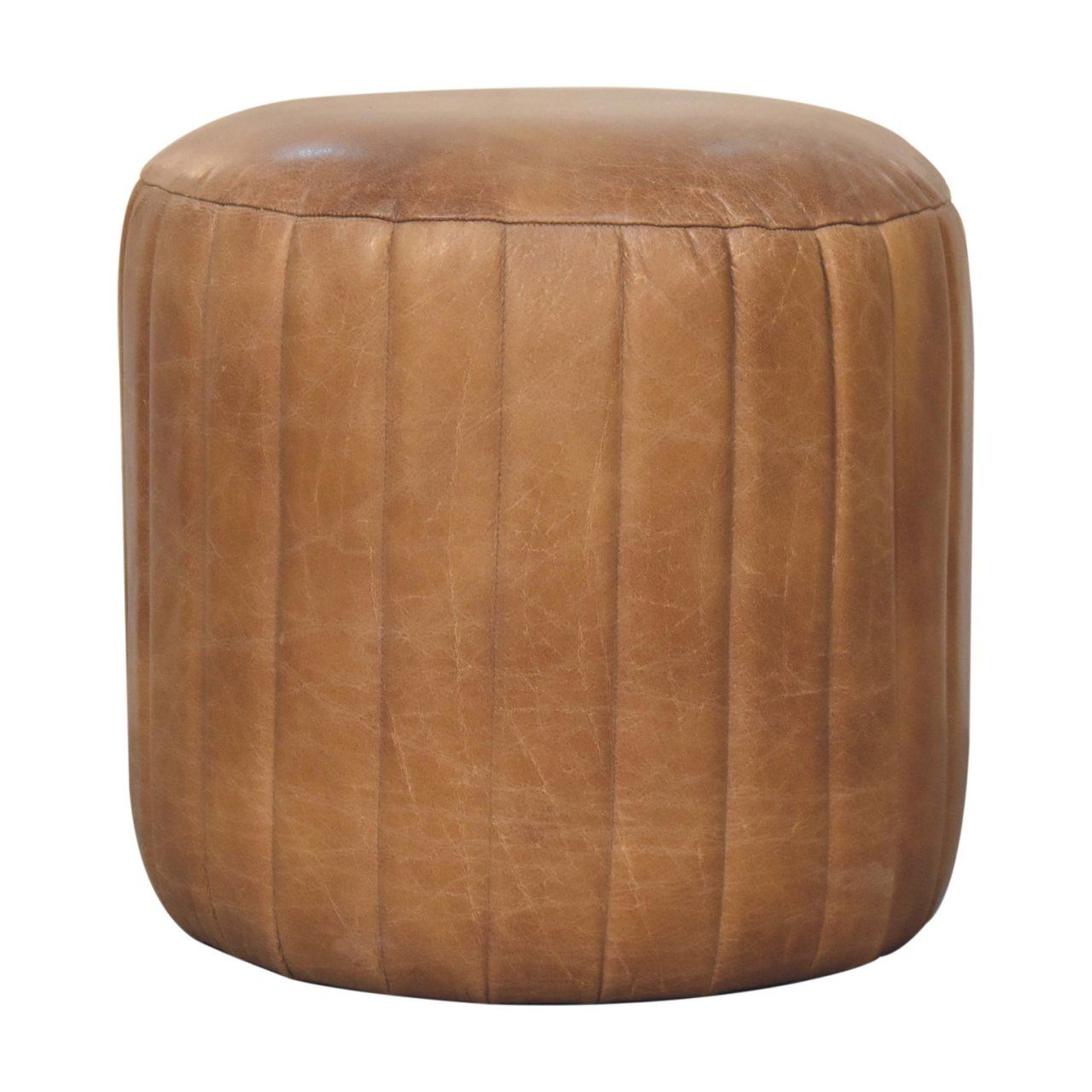Buffalo - Leather Boucle Footstool - Brown