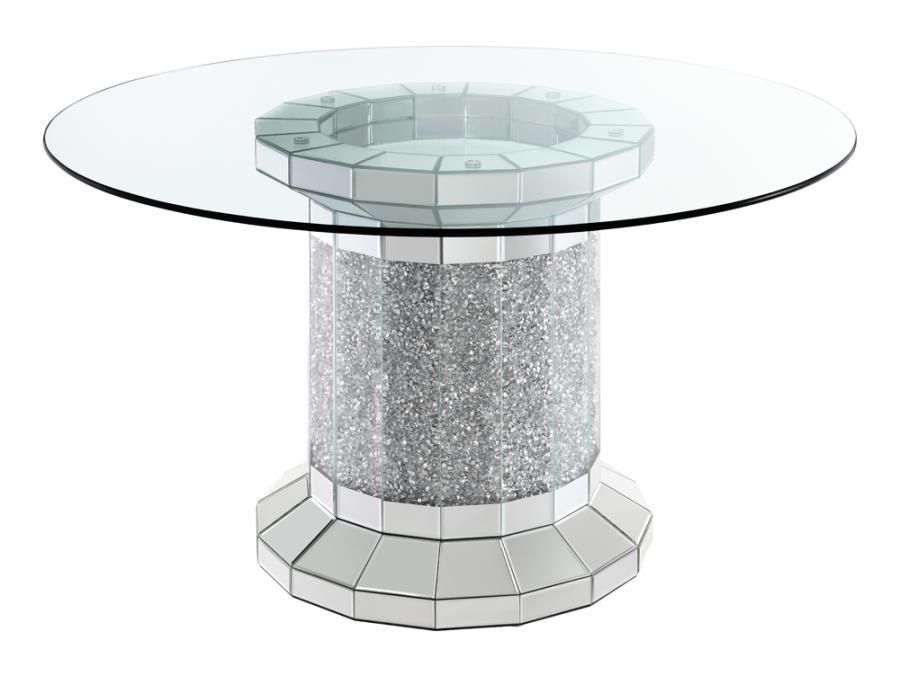 Coaster Fine Furniture Ellie - Mirrored Pedestal Dining Table Set | Meri Furniture