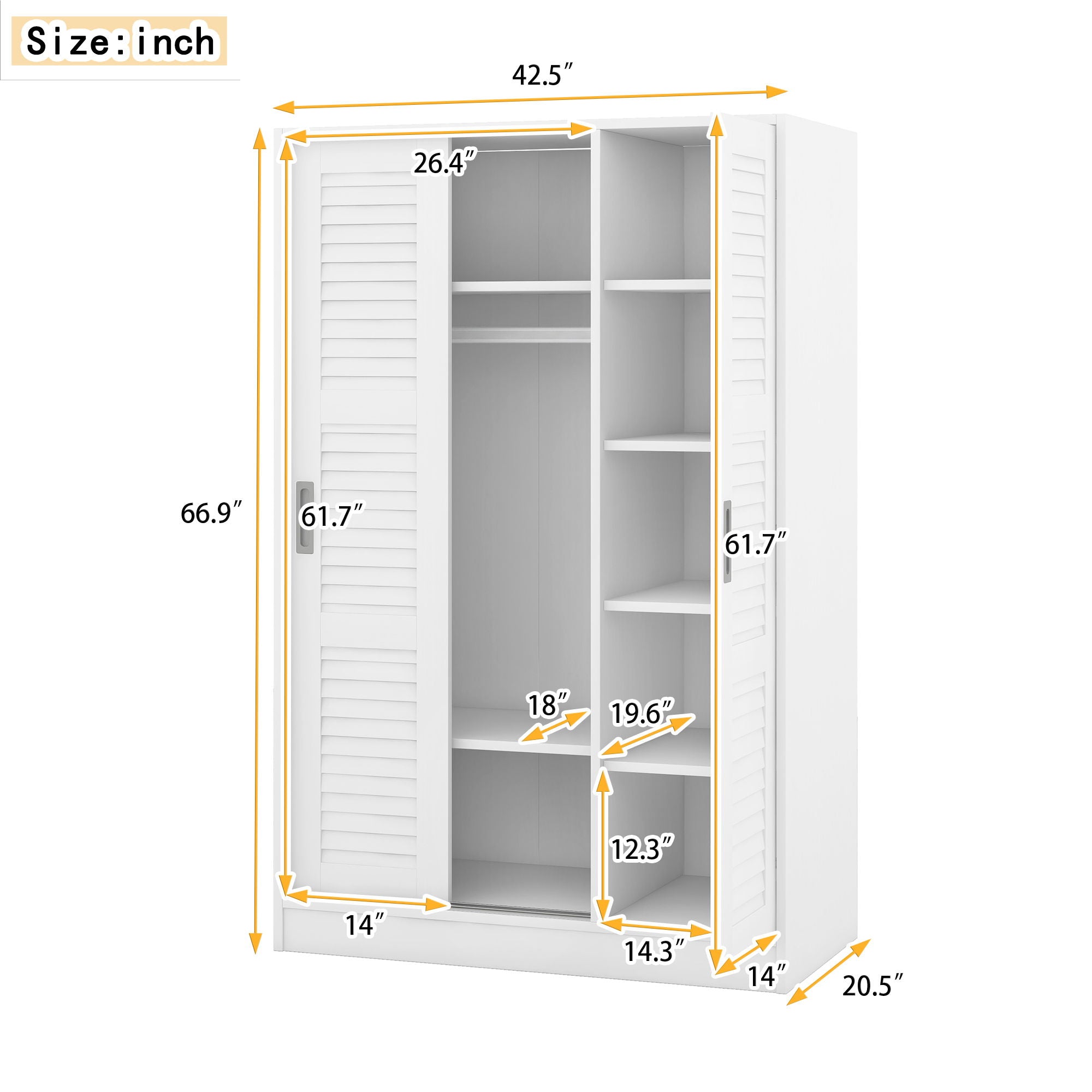 3 Door Shutter Wardrobe & Shelves