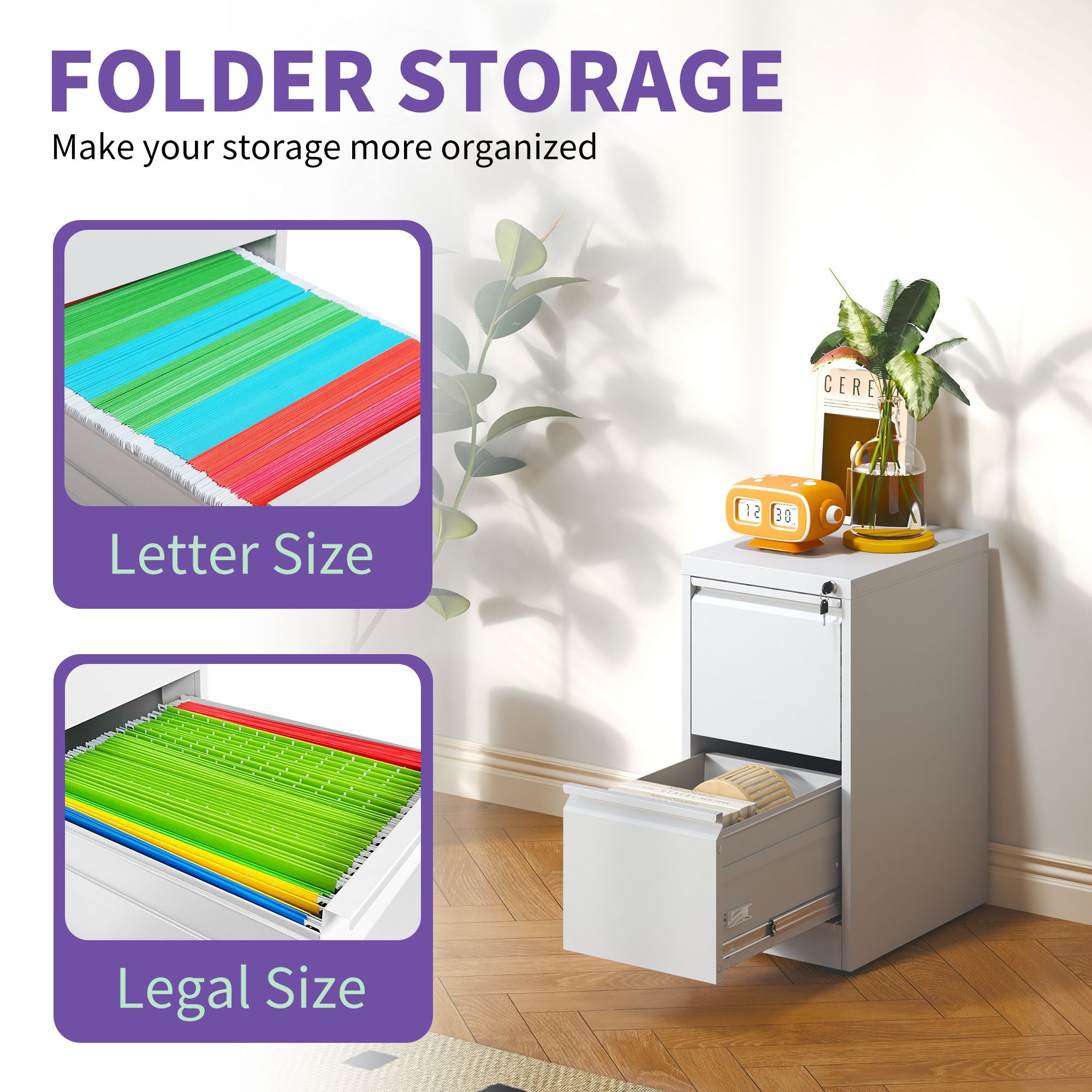 Steel Drawer Vertical File Cabinet With Lock For A4 Legal / Letter Size