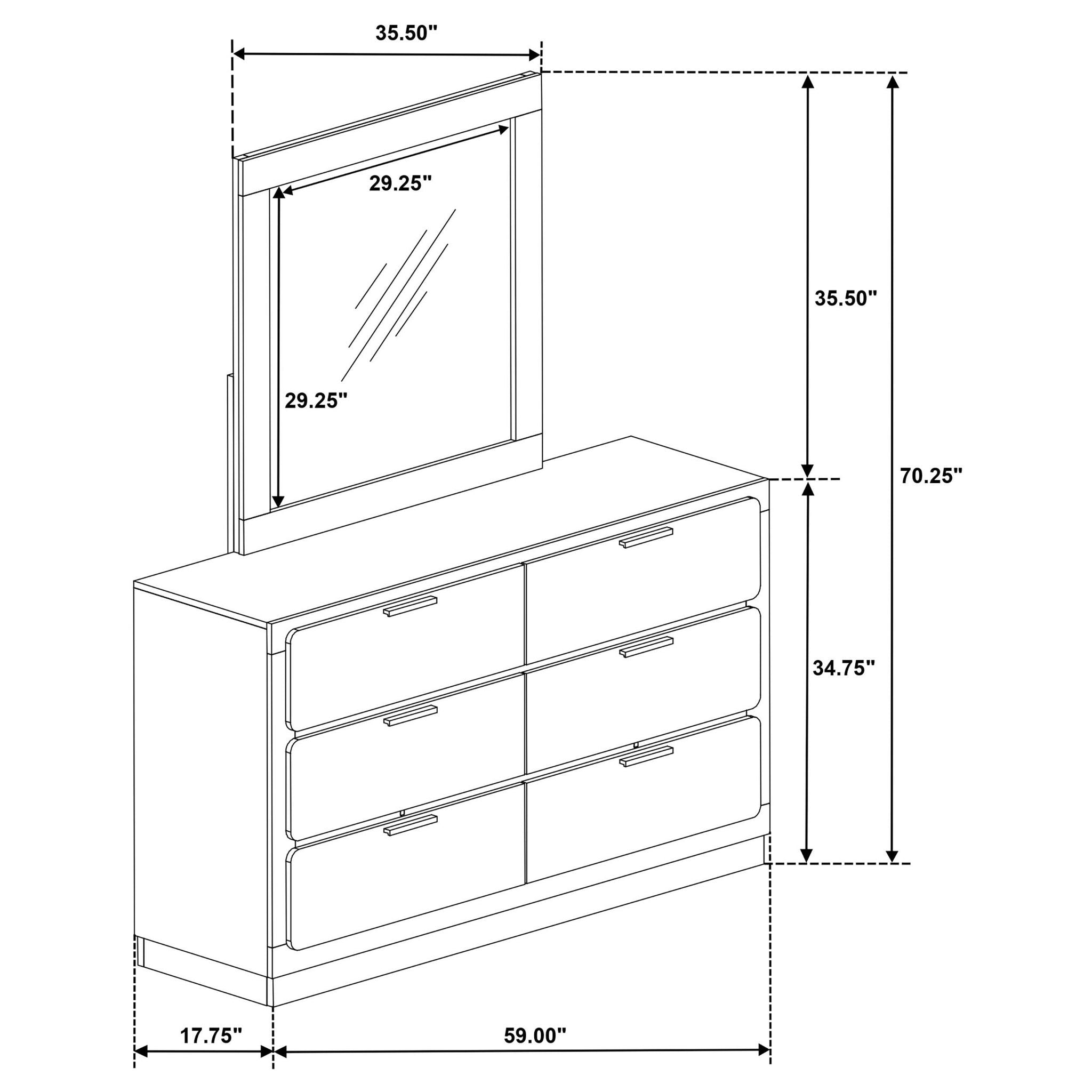 Caraway 6-drawer Dresser with Mirror White