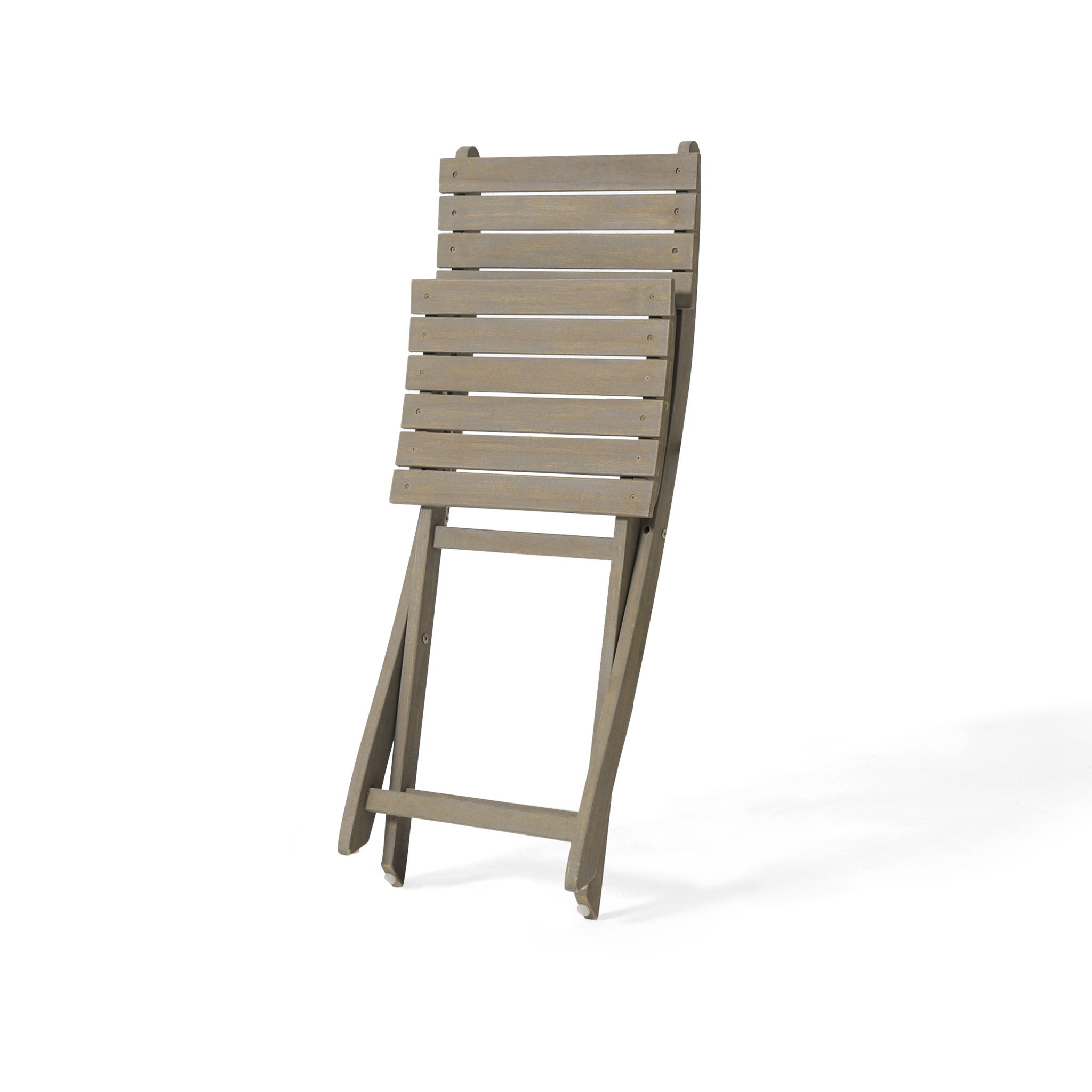 Outdoor Foldable Wood Dining Chair With Slat Design (Set of 2)