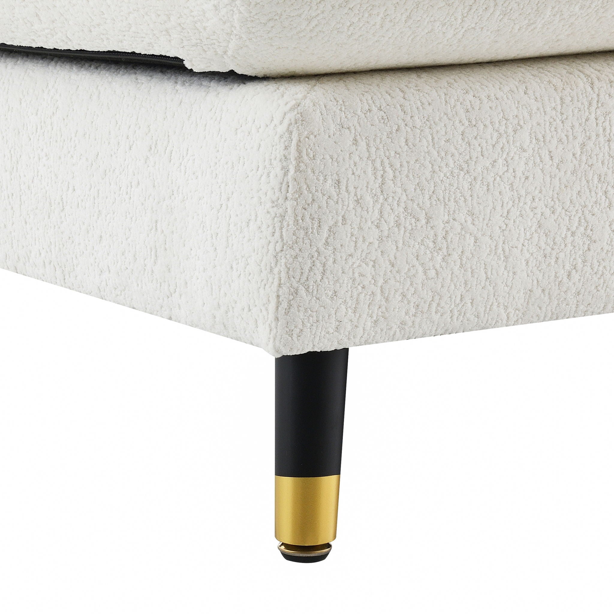 L Shaped Convertible Sectional Sofa 4 Seat Tufted Couch Set With Two Tone Adjust Legs Cloud Movable Ottoman